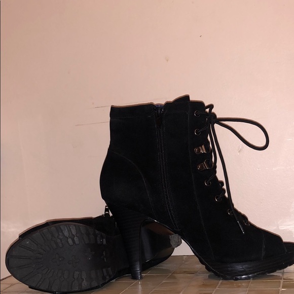 Peep Toe Lace Up Booties Size 7.5 - Picture 3 of 5